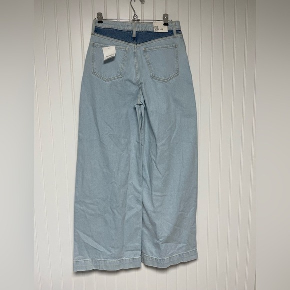 Forever 21 Low Rise Wide Leg Distressed Two Tone Denim Jeans Juniors 25 Waist - Picture 2 of 14